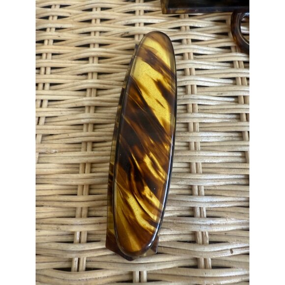 Antique 20's Faux Tortoise Carved Celluloid Painted Flowers Vanity set - Picture 12 of 15